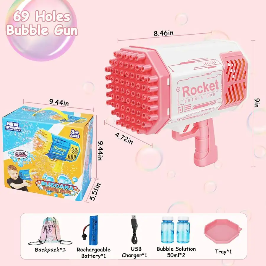 Bazooka Rocket Bubble Gun Machin 69 Holes