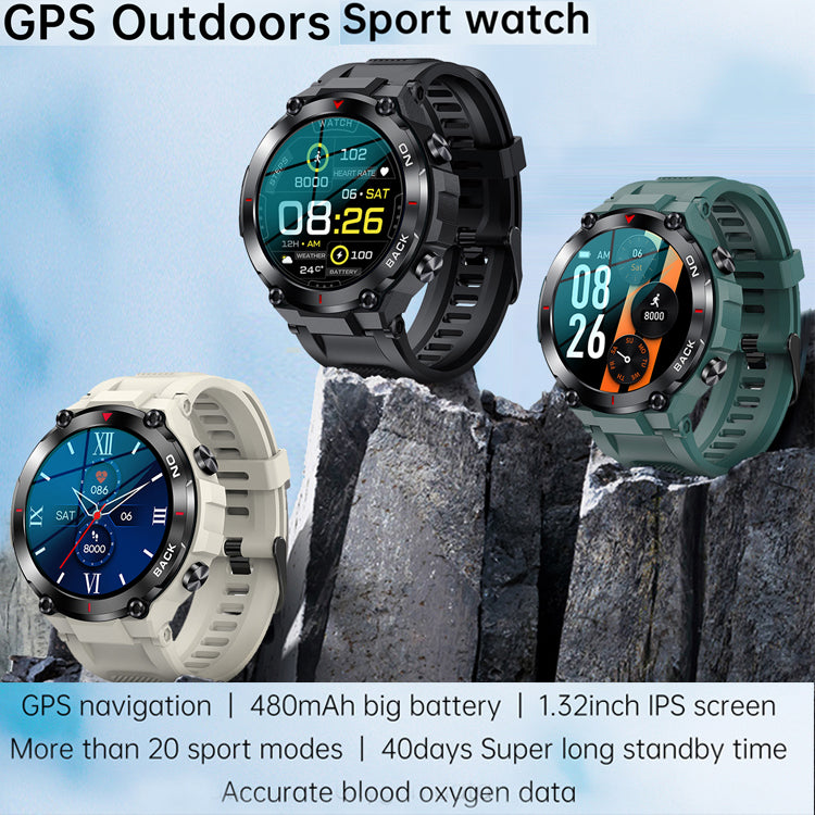 Wholesales Smart watch GPS Heart rate detection long battery life IP68 waterproof Men sports watches K37 smartwatch